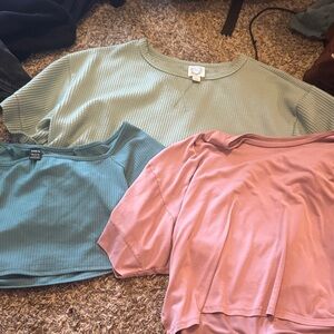 Urban Outfitters Green and Pink Crop Tops